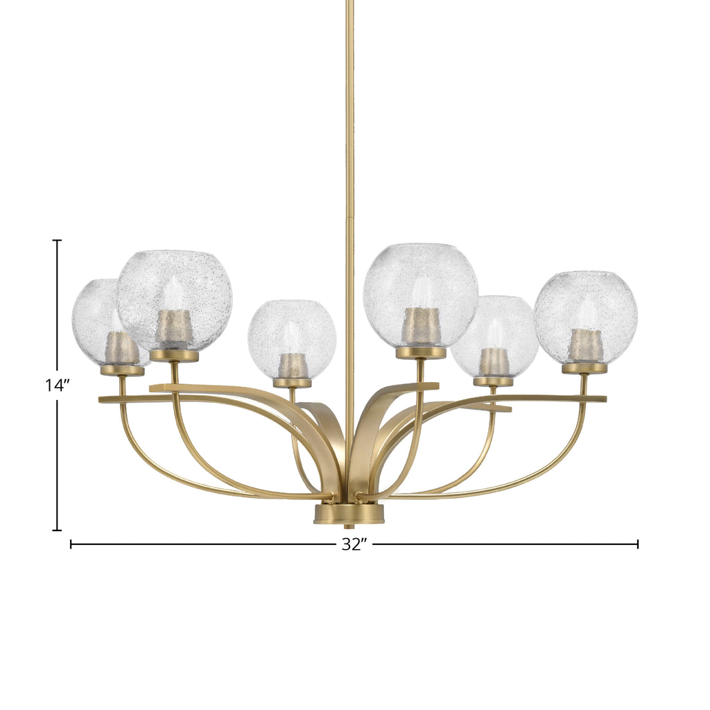 Cavella Six Light Chandelier in New Age Brass with 5.75" Smoke Bubble Shade