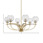Cavella Six Light Chandelier in New Age Brass with 5.75" Smoke Bubble Shade