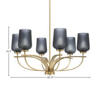 Cavella Six Light Chandelier in New Age Brass with 5" Smoke Textured Shade