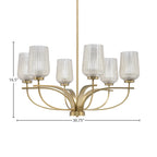 Cavella Six Light Chandelier in New Age Brass with 5" Silver Textured Shade
