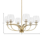 Cavella Six Light Chandelier in New Age Brass with 6" Clear Bubble Shade