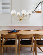 Cavella Six Light Chandelier in New Age Brass with 6" Smoke Bubble Shade