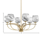 Cavella Six Light Chandelier in New Age Brass with 6" Onyx Swirl Shade