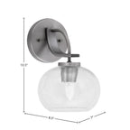 Cavella One Light Wall Sconce in Graphite with 7" Clear Bubble Shade