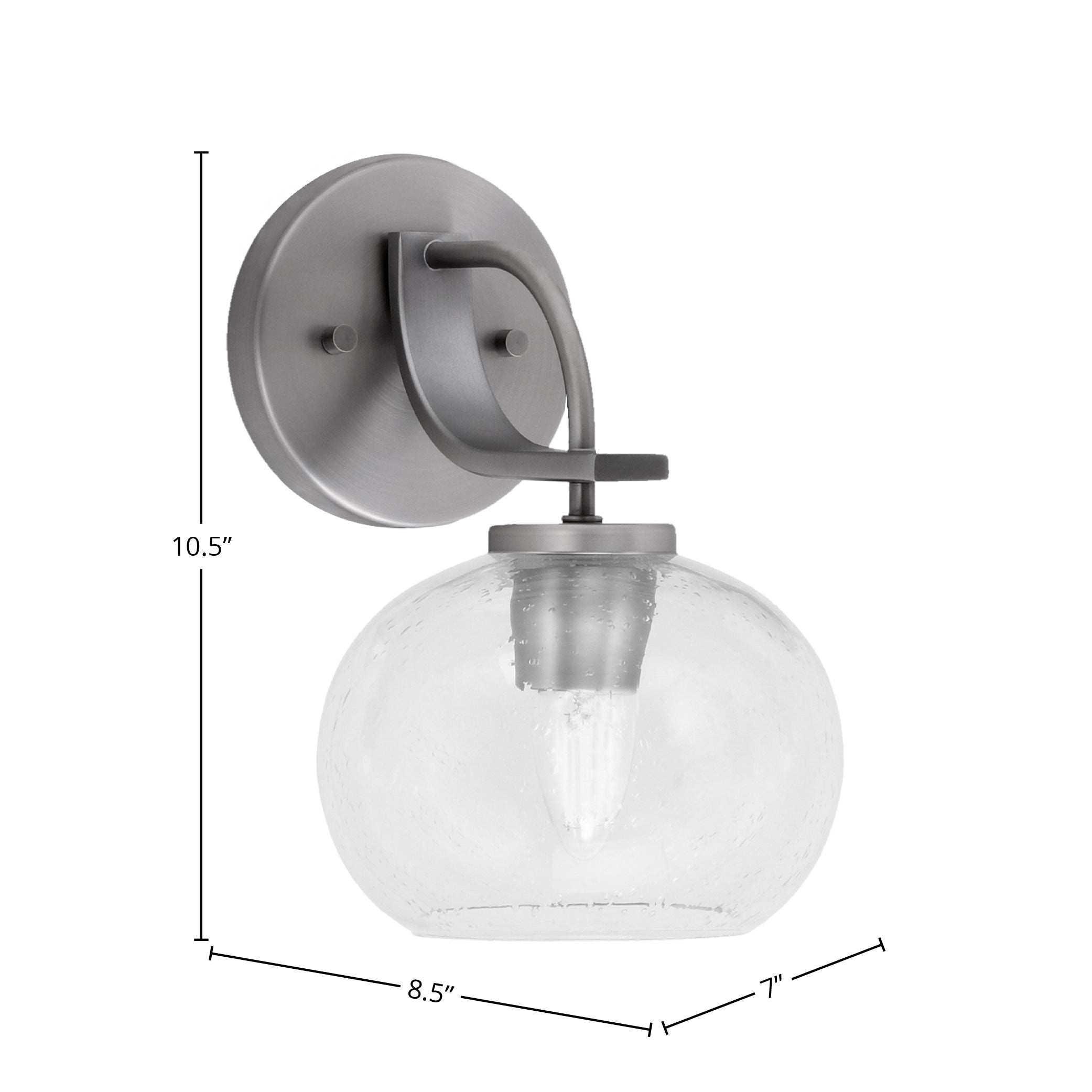 Cavella One Light Wall Sconce in Graphite with 7" Clear Bubble Shade