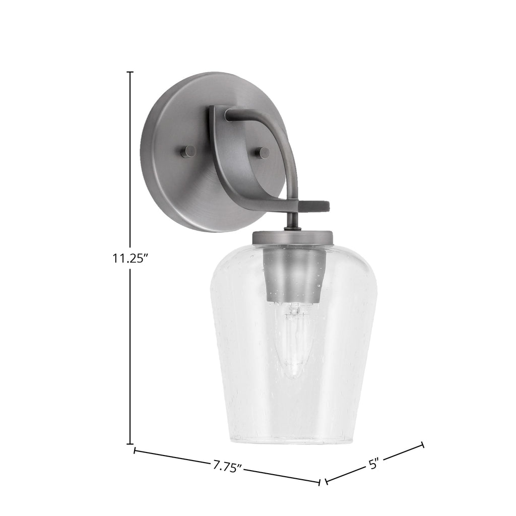 Cavella One Light Wall Sconce in Graphite with 5" Clear Bubble Shade
