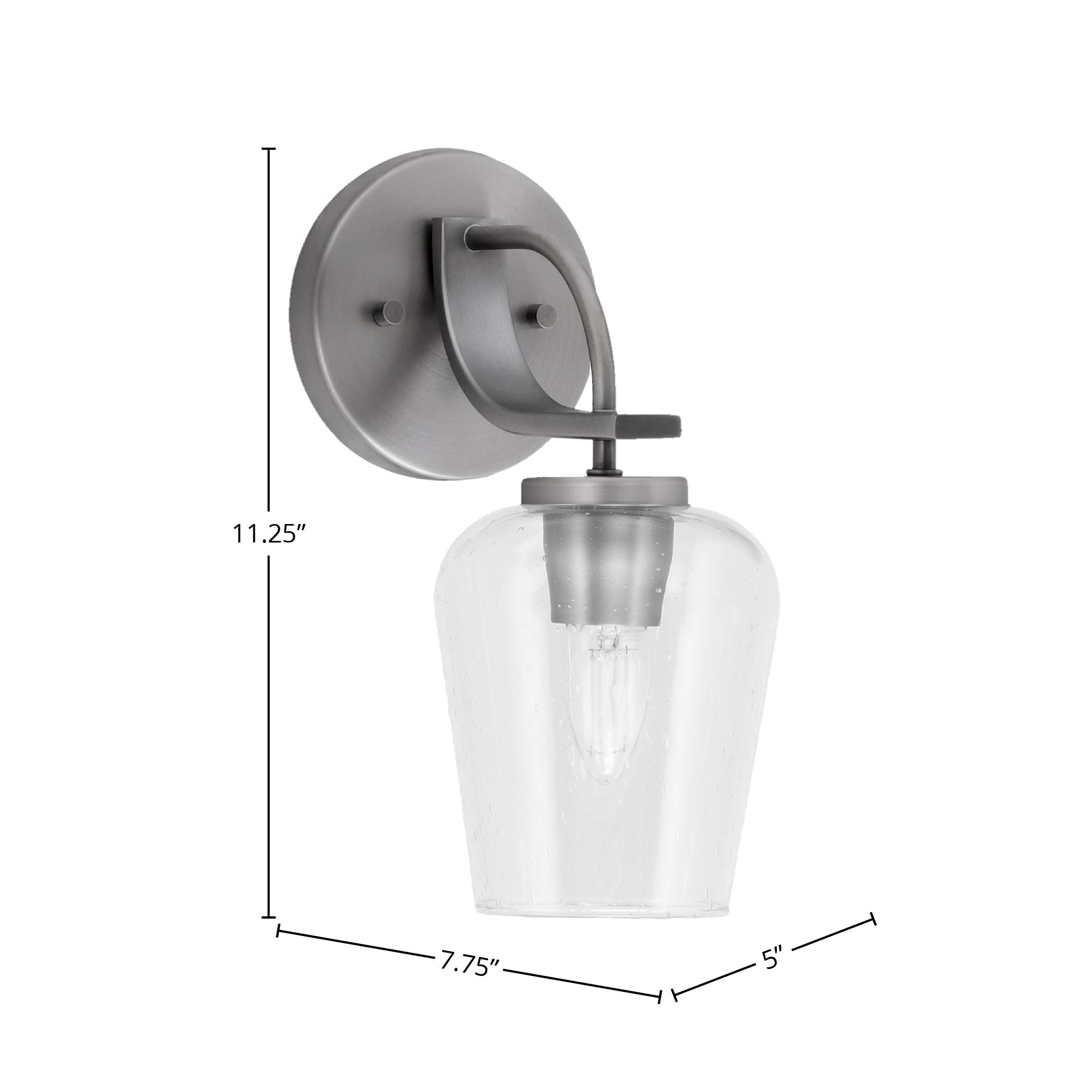 Cavella One Light Wall Sconce in Graphite with 5" Clear Bubble Shade