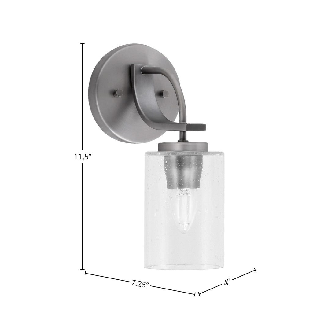 Cavella One Light Wall Sconce in Graphite with 4" Clear Bubble Shade