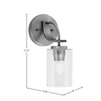 Cavella One Light Wall Sconce in Graphite with 4" Clear Bubble Shade