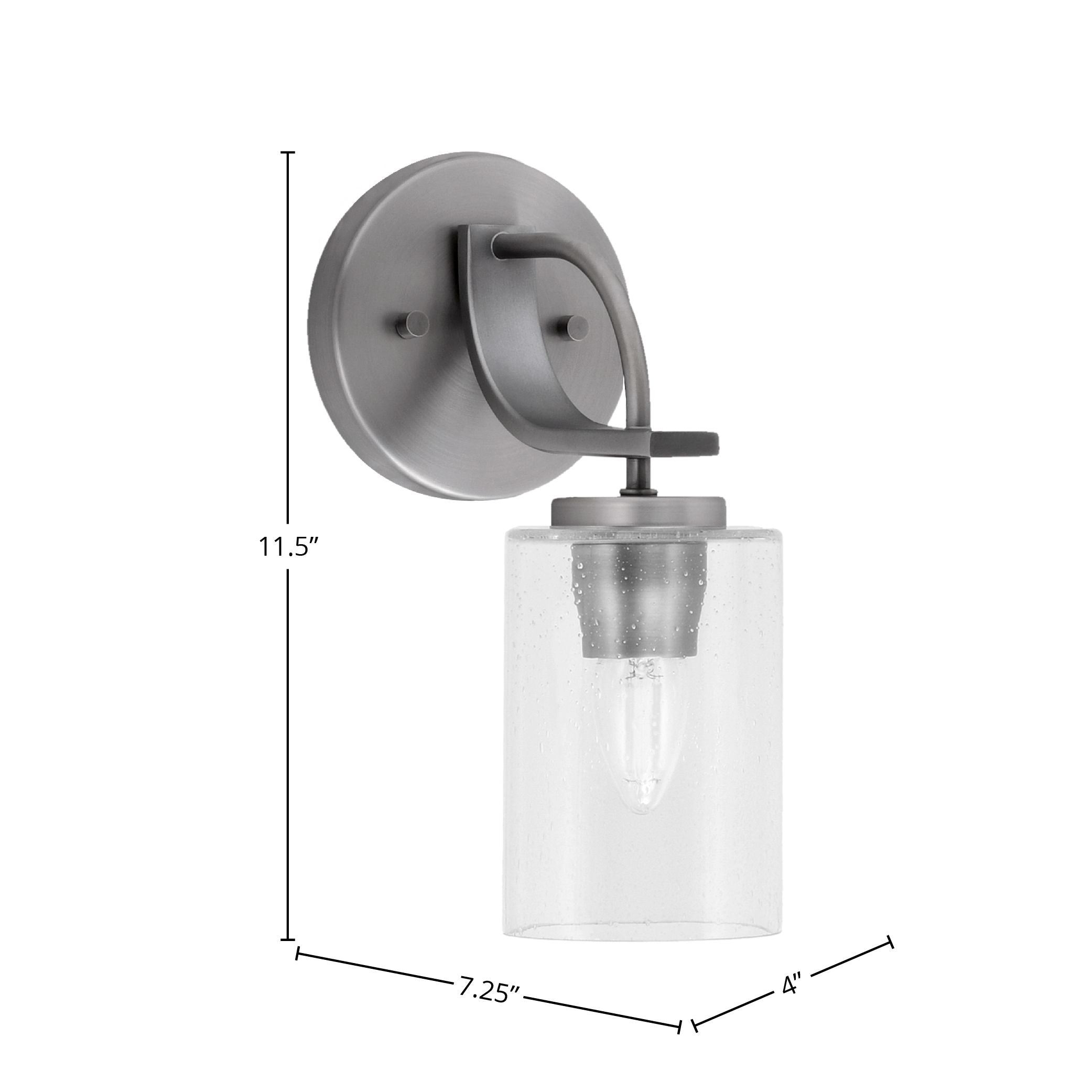 Cavella One Light Wall Sconce in Graphite with 4" Clear Bubble Shade