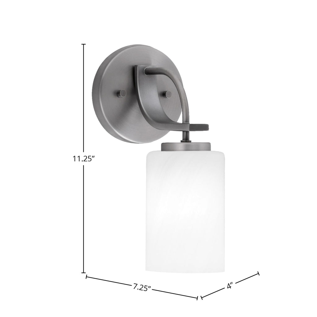 Cavella One Light Wall Sconce in Graphite with 4" White Marble Shade