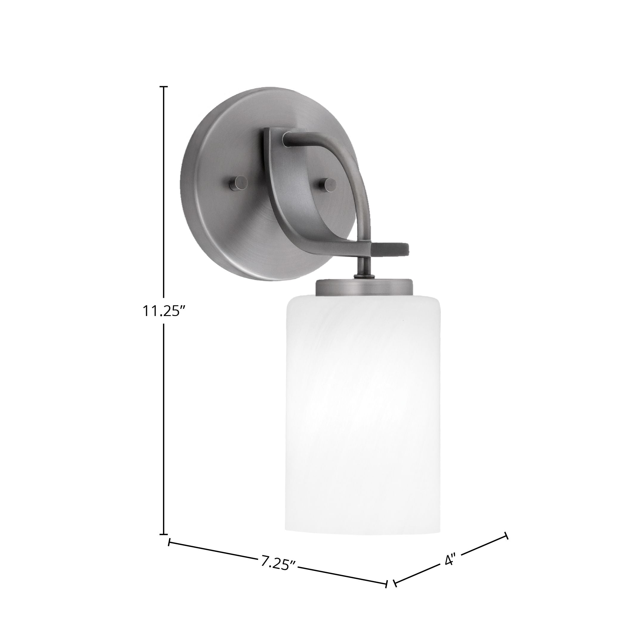 Cavella One Light Wall Sconce in Graphite with 4" White Marble Shade