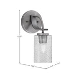 Cavella One Light Wall Sconce in Graphite with 4" Smoke Bubble Shade