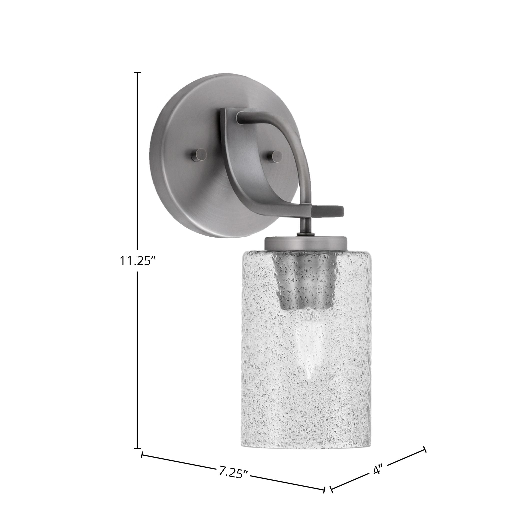 Cavella One Light Wall Sconce in Graphite with 4" Smoke Bubble Shade