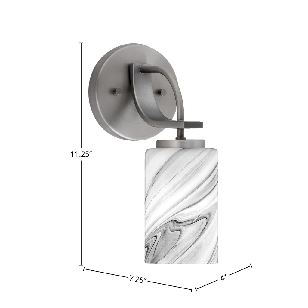 Cavella One Light Wall Sconce in Graphite with 4" Onyx Swirl Shade