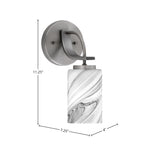 Cavella One Light Wall Sconce in Graphite with 4" Onyx Swirl Shade