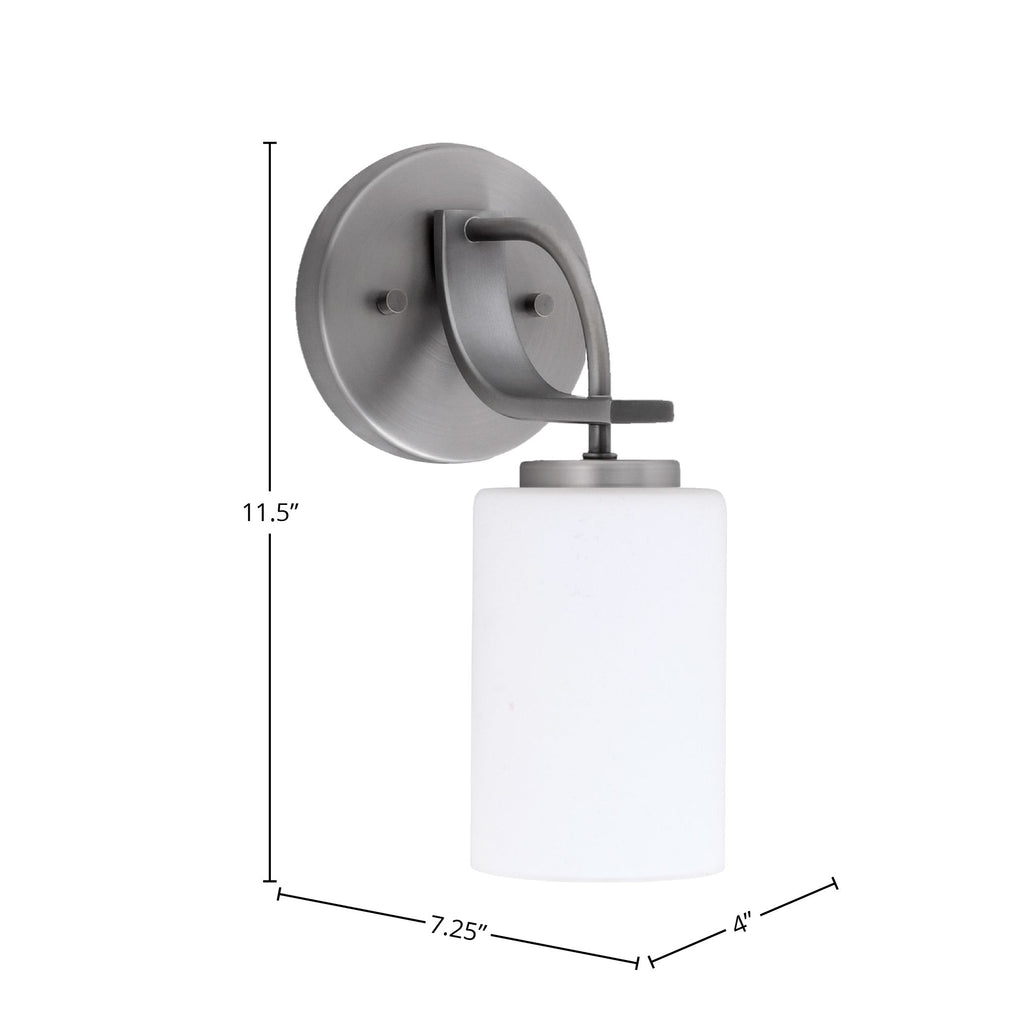 Cavella One Light Wall Sconce in Graphite with 4" White Muslin Shade