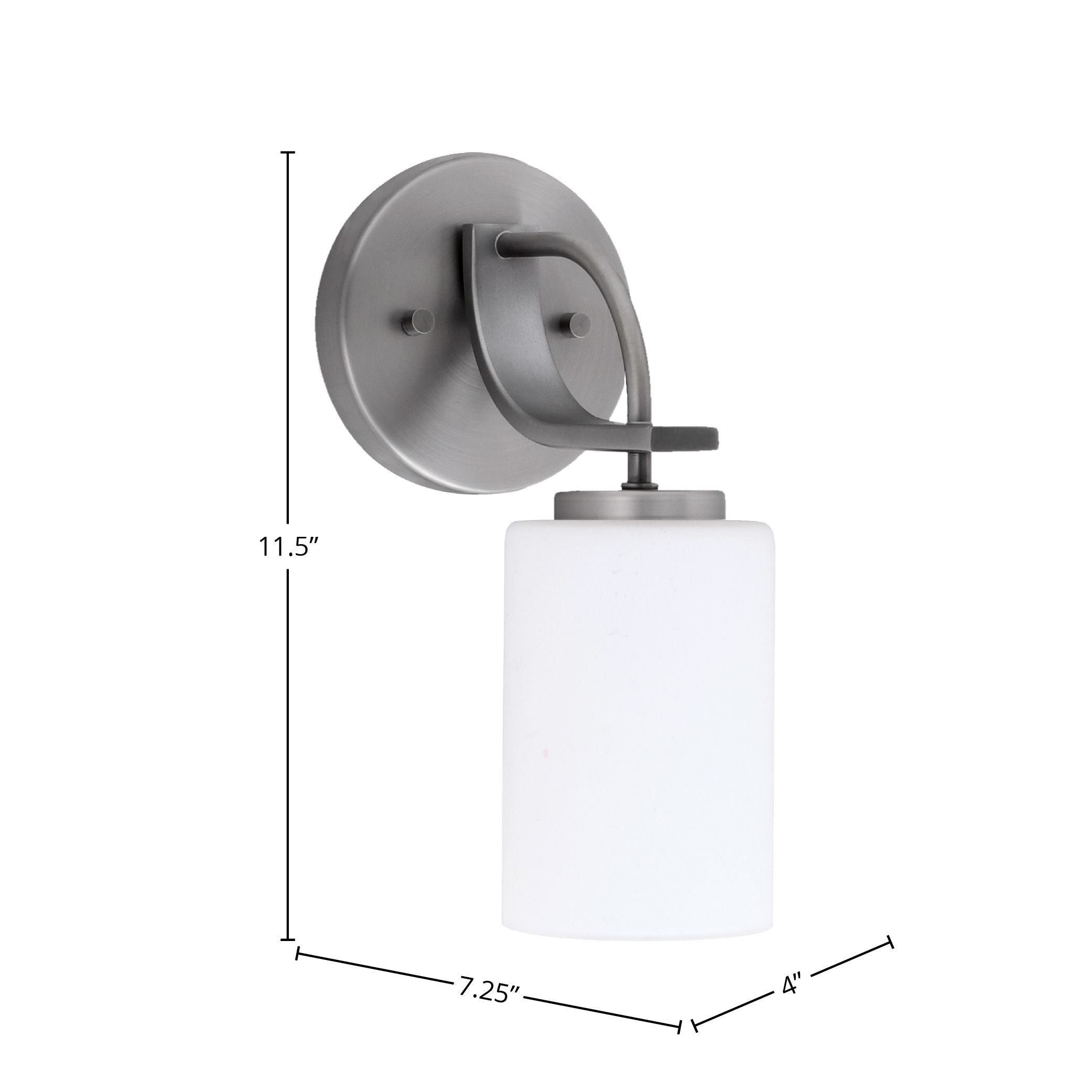 Cavella One Light Wall Sconce in Graphite with 4" White Muslin Shade