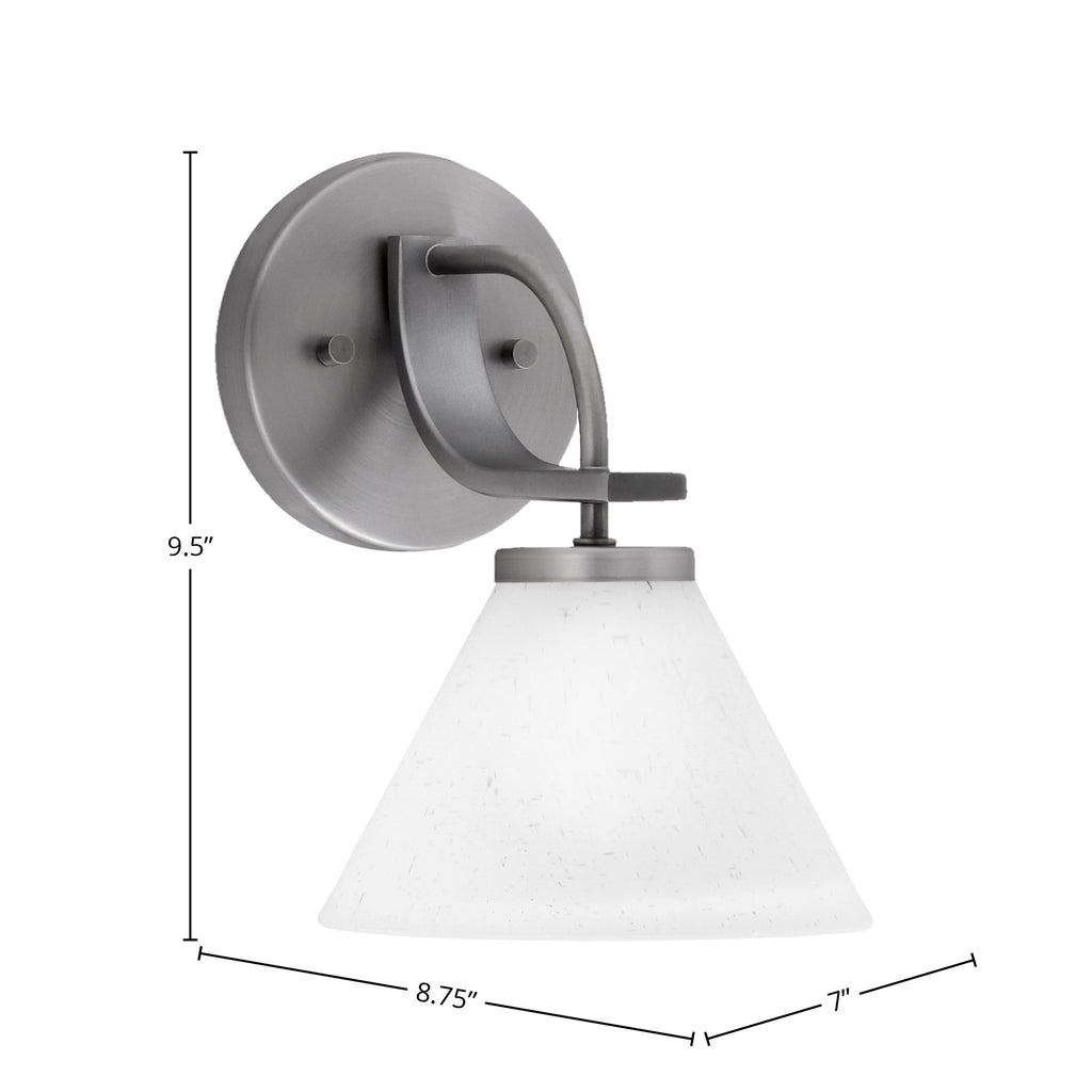 Cavella One Light Wall Sconce in Graphite with 7" White Muslin Shade