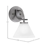 Cavella One Light Wall Sconce in Graphite with 7" White Muslin Shade