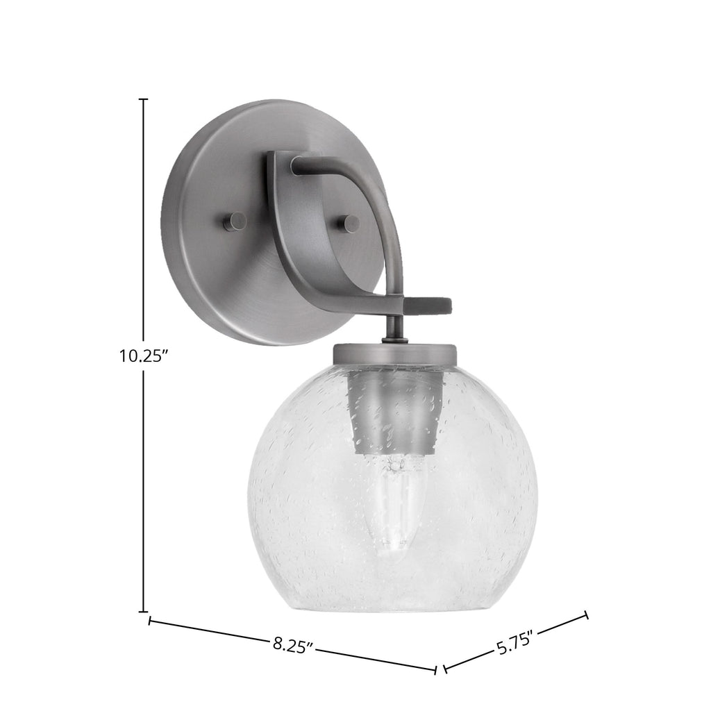 Cavella One Light Wall Sconce in Graphite with 5.75" Clear Bubble Shade