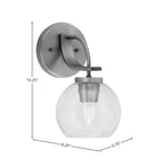 Cavella One Light Wall Sconce in Graphite with 5.75" Clear Bubble Shade