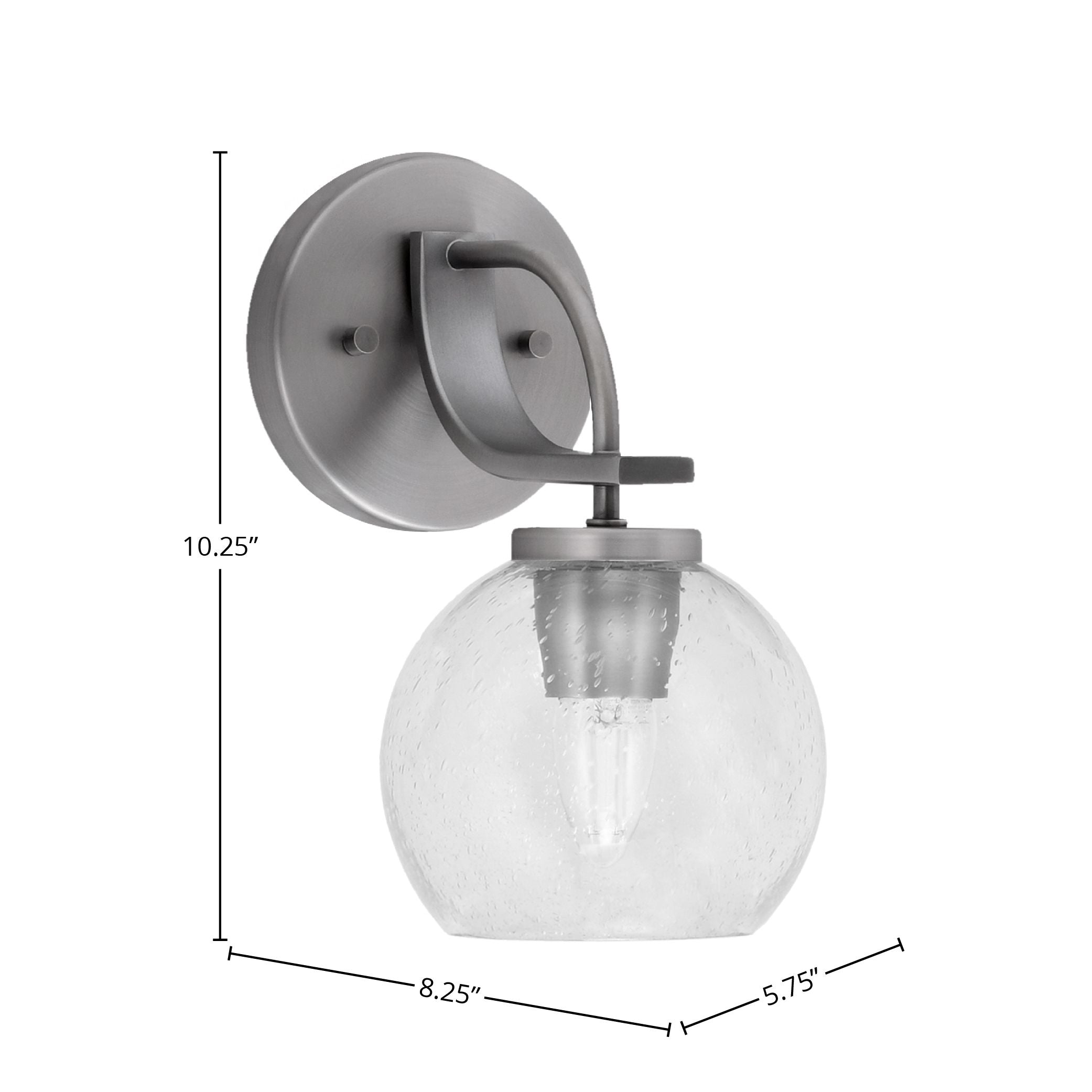 Cavella One Light Wall Sconce in Graphite with 5.75" Clear Bubble Shade