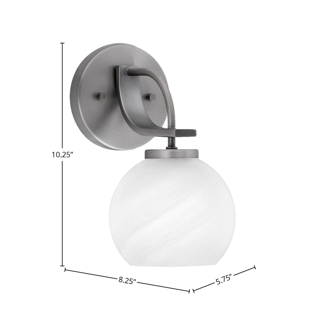 Cavella One Light Wall Sconce in Graphite with 5.75" White Marble Shade