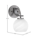 Cavella One Light Wall Sconce in Graphite with 5.75" White Marble Shade