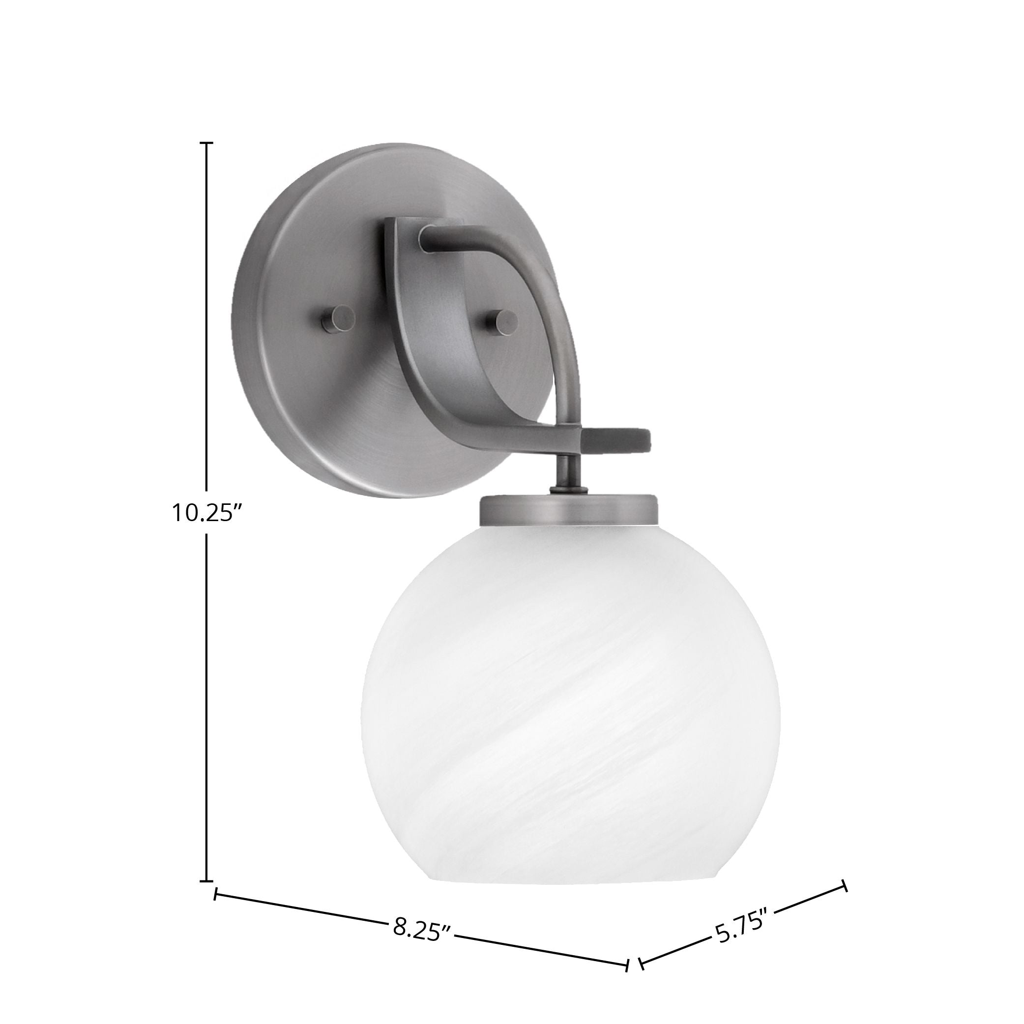 Cavella One Light Wall Sconce in Graphite with 5.75" White Marble Shade