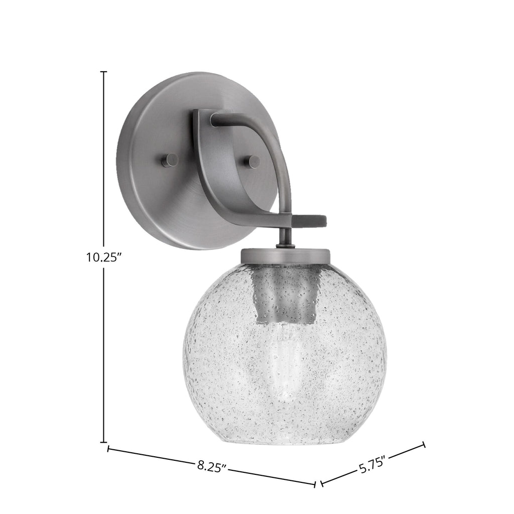 Cavella One Light Wall Sconce in Graphite with 5.75" Smoke Bubble Shade