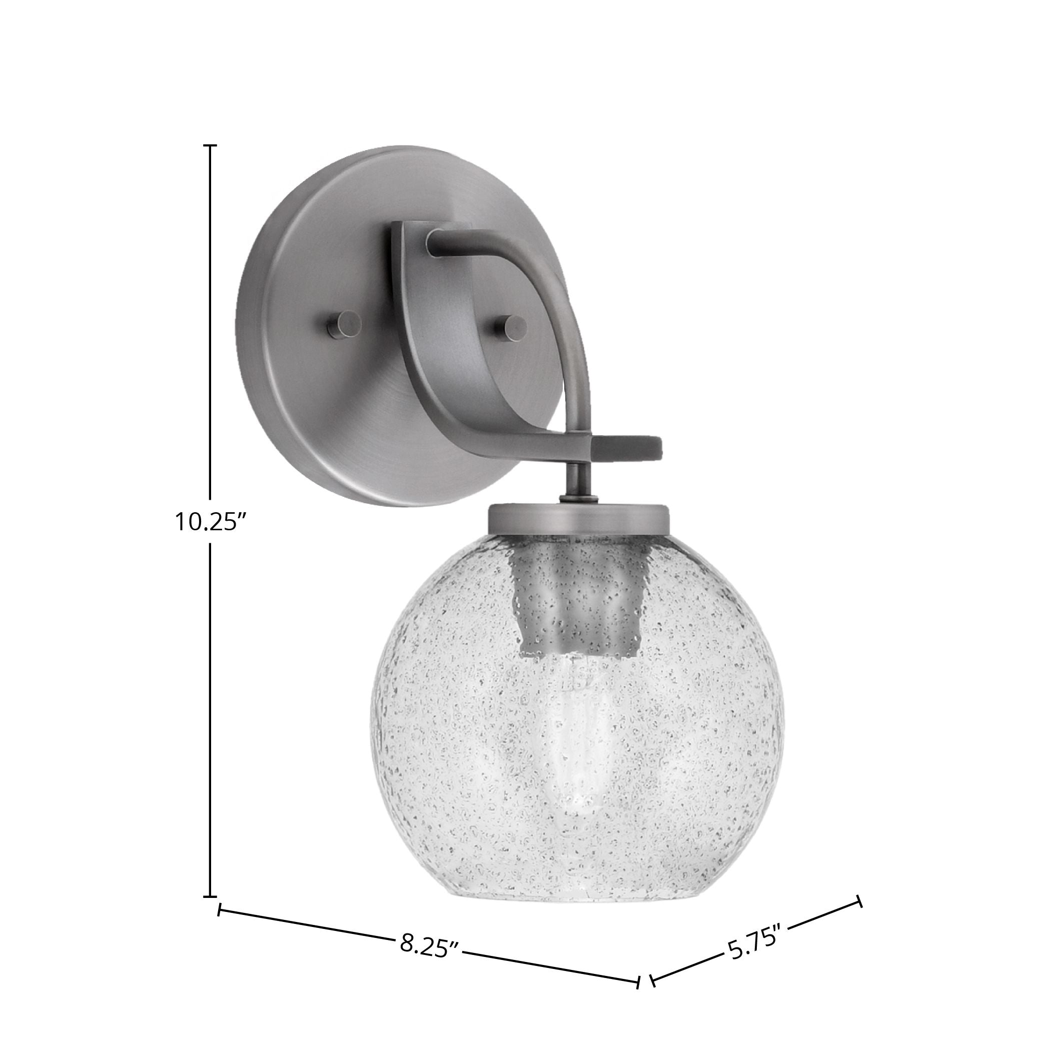 Cavella One Light Wall Sconce in Graphite with 5.75" Smoke Bubble Shade