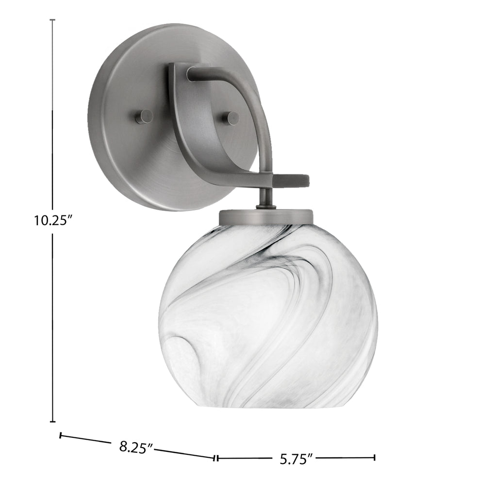Cavella One Light Wall Sconce in Graphite with 5.75" Onyx Swirl Shade