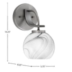 Cavella One Light Wall Sconce in Graphite with 5.75" Onyx Swirl Shade