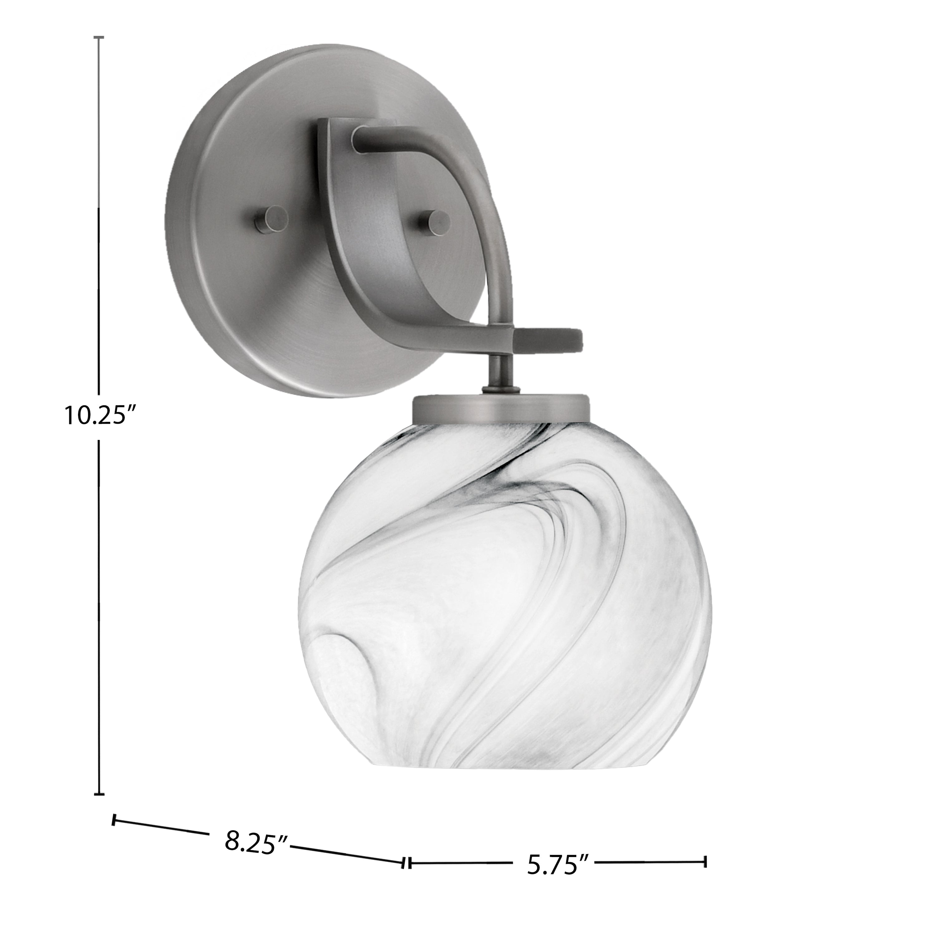 Cavella One Light Wall Sconce in Graphite with 5.75" Onyx Swirl Shade