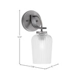 Cavella One Light Wall Sconce in Graphite with 5" Clear Textured Shade