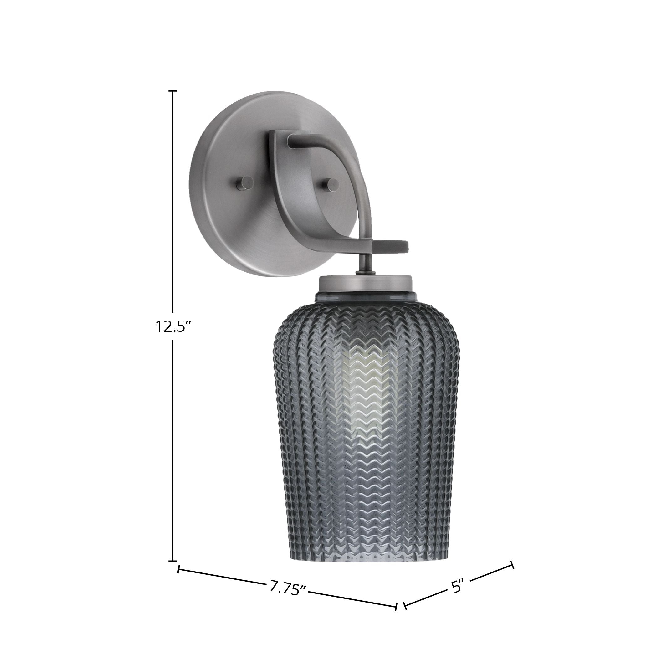 Cavella One Light Wall Sconce in Graphite with 5" Smoke Textured Shade