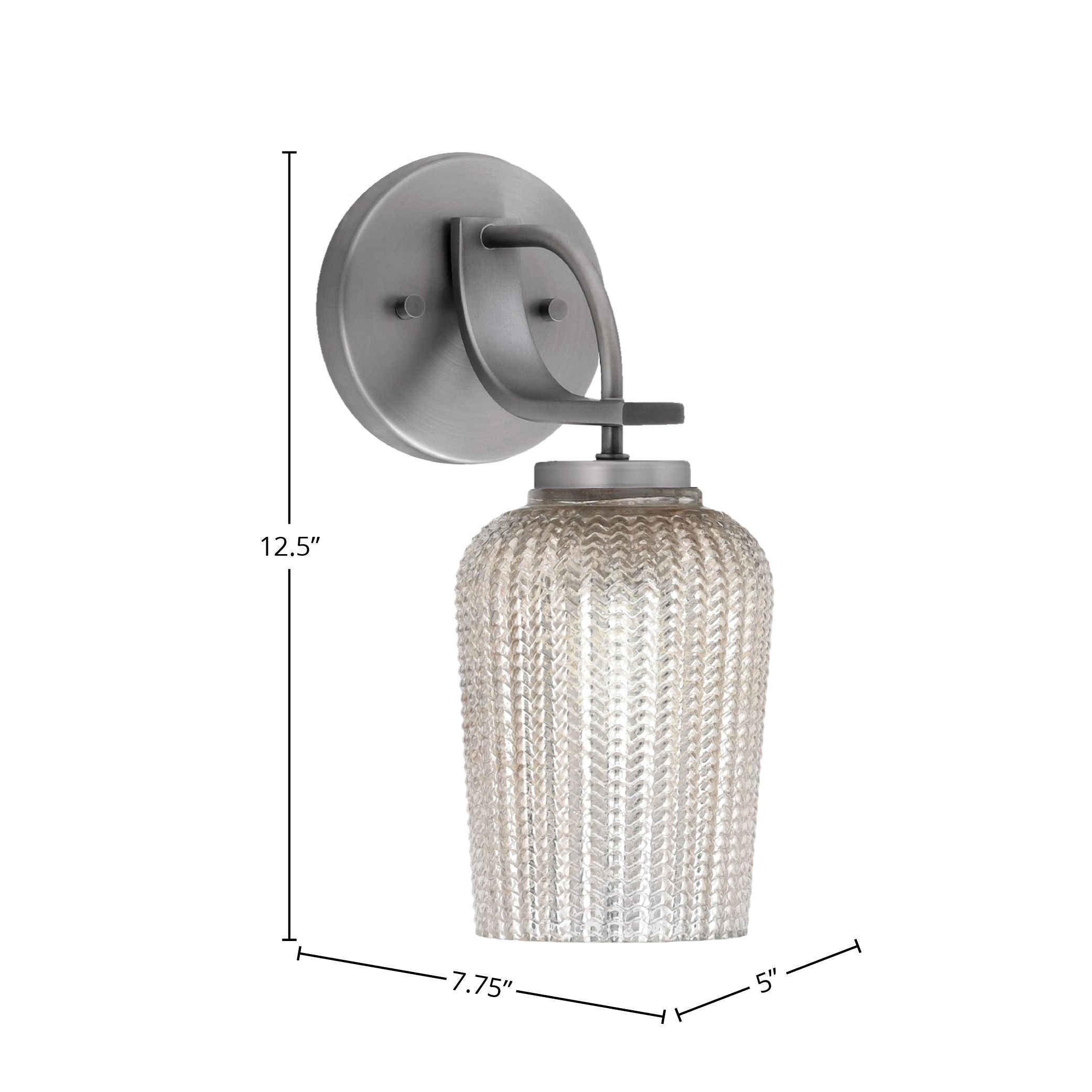 Cavella One Light Wall Sconce in Graphite with 5" Silver Textured Shade