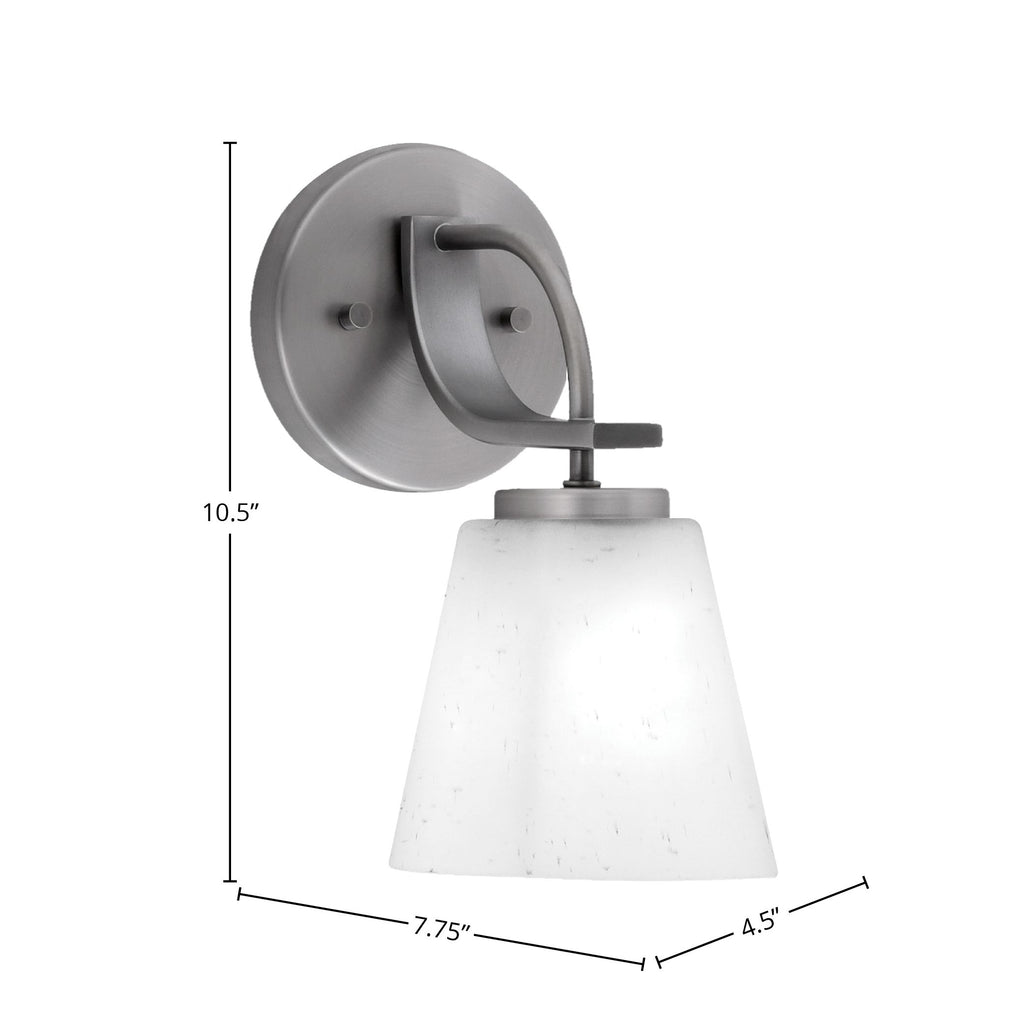 Cavella One Light Wall Sconce in Graphite with 4.5" White Muslin Shade