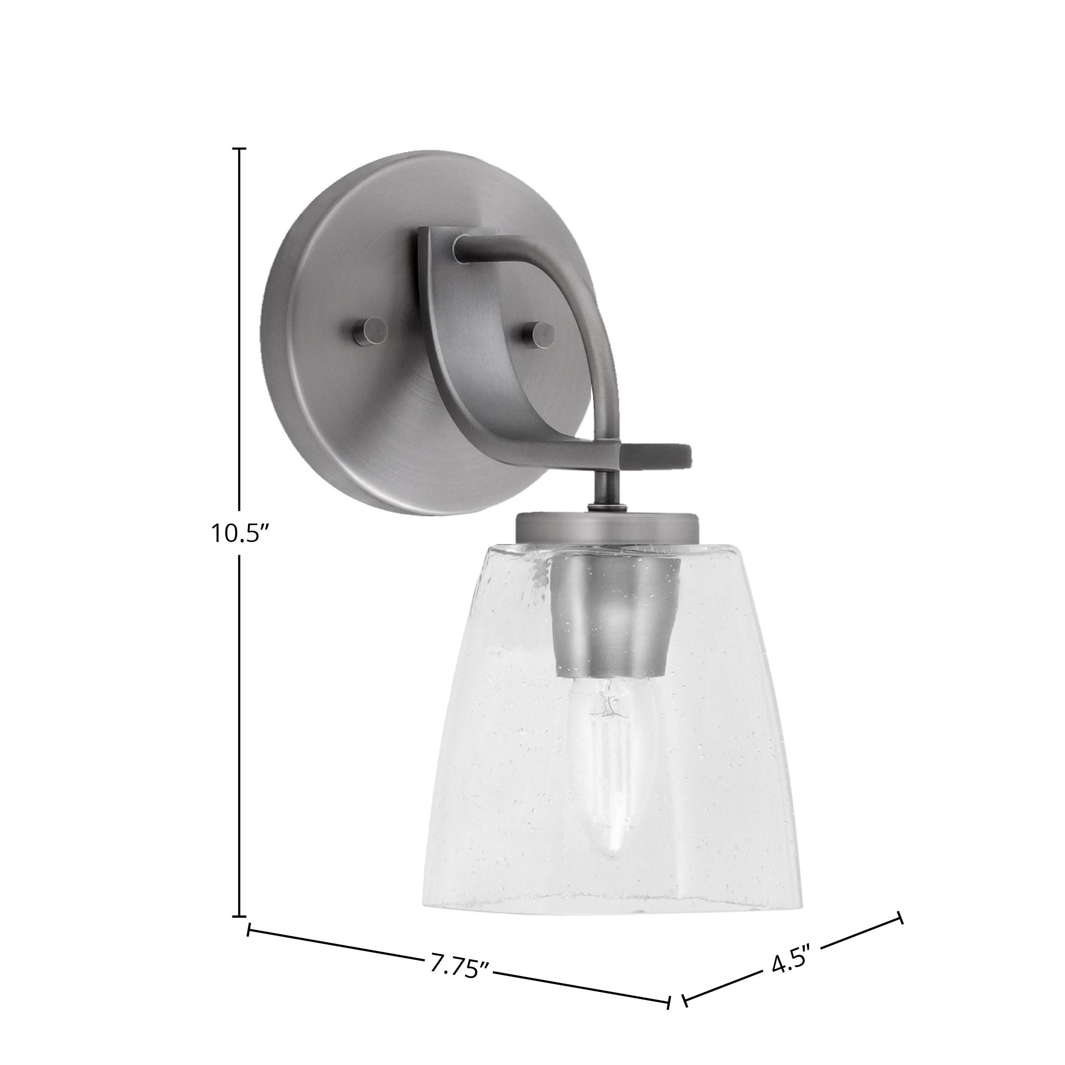 Cavella One Light Wall Sconce in Graphite with 4.5" Clear Bubble Shade