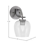Cavella One Light Wall Sconce in Graphite with 6" Clear Bubble Shade