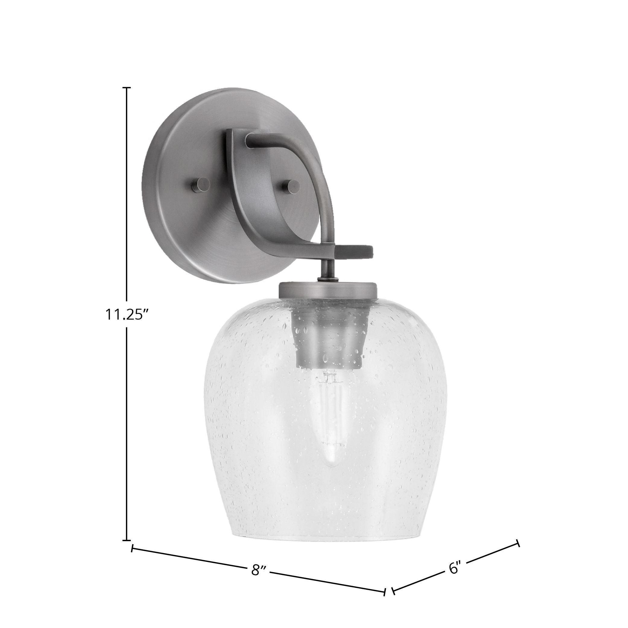 Cavella One Light Wall Sconce in Graphite with 6" Clear Bubble Shade