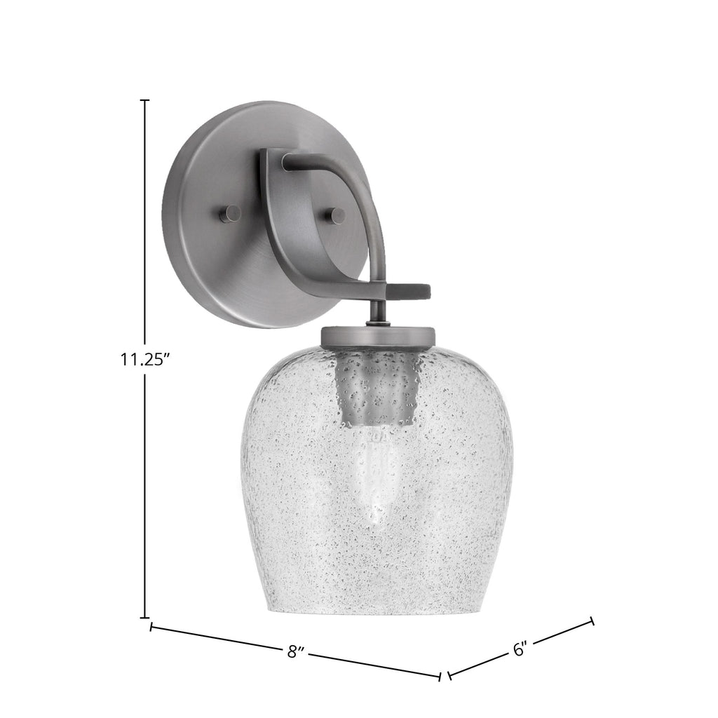 Cavella One Light Wall Sconce in Graphite with 6" Smoke Bubble Shade
