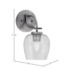 Cavella One Light Wall Sconce in Graphite with 6" Smoke Bubble Shade