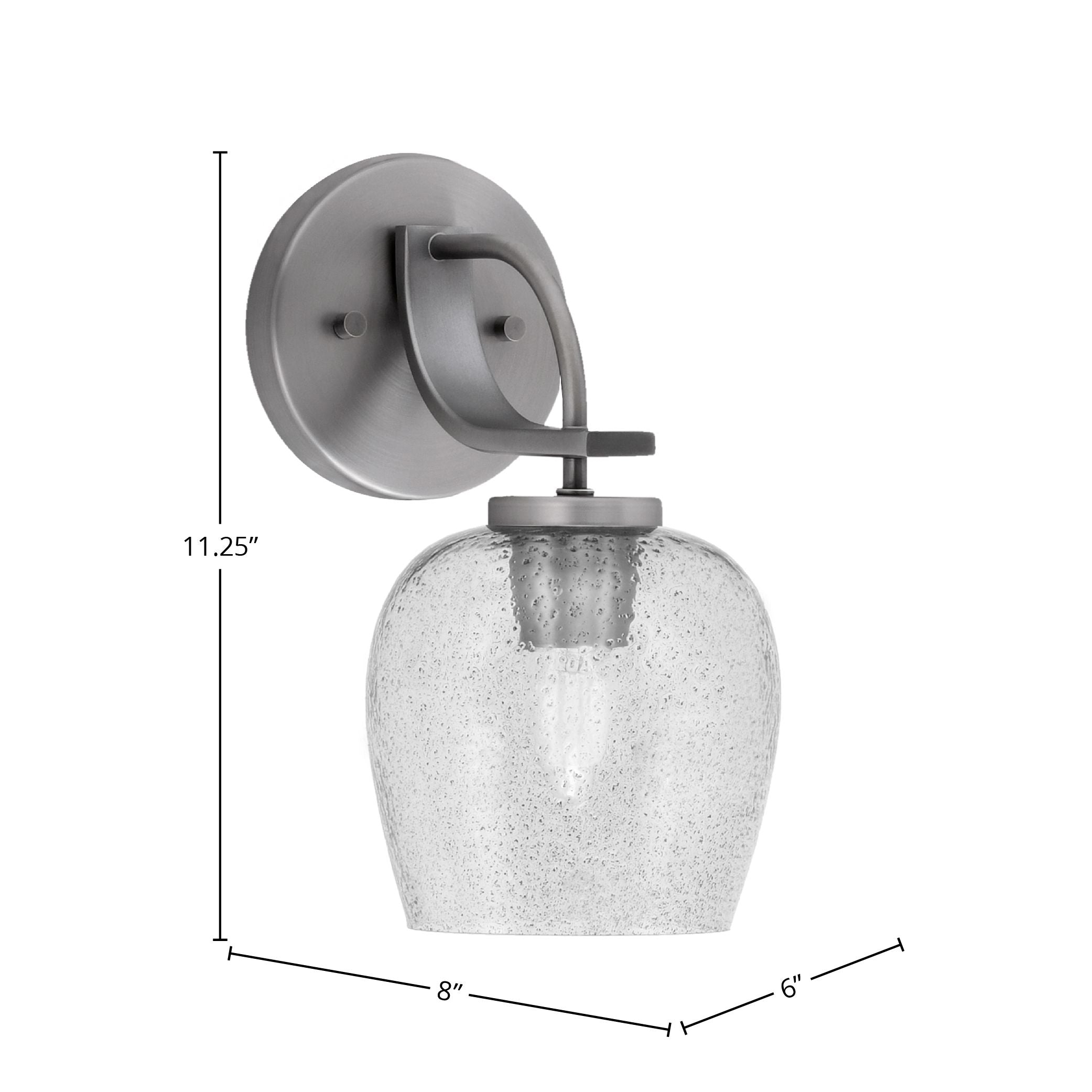 Cavella One Light Wall Sconce in Graphite with 6" Smoke Bubble Shade