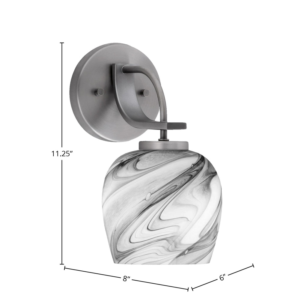Cavella One Light Wall Sconce in Graphite with 6" Onyx Swirl Shade