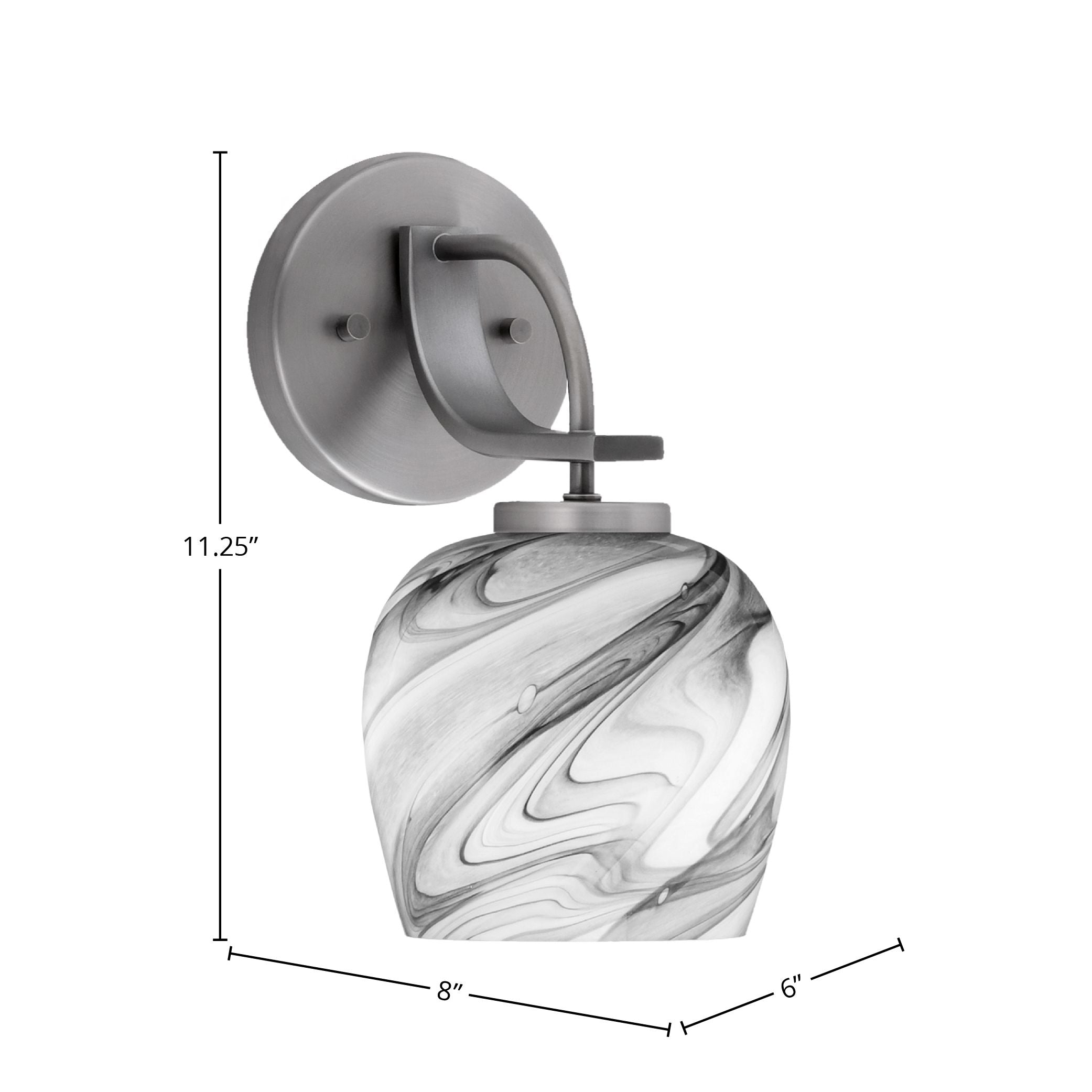 Cavella One Light Wall Sconce in Graphite with 6" Onyx Swirl Shade