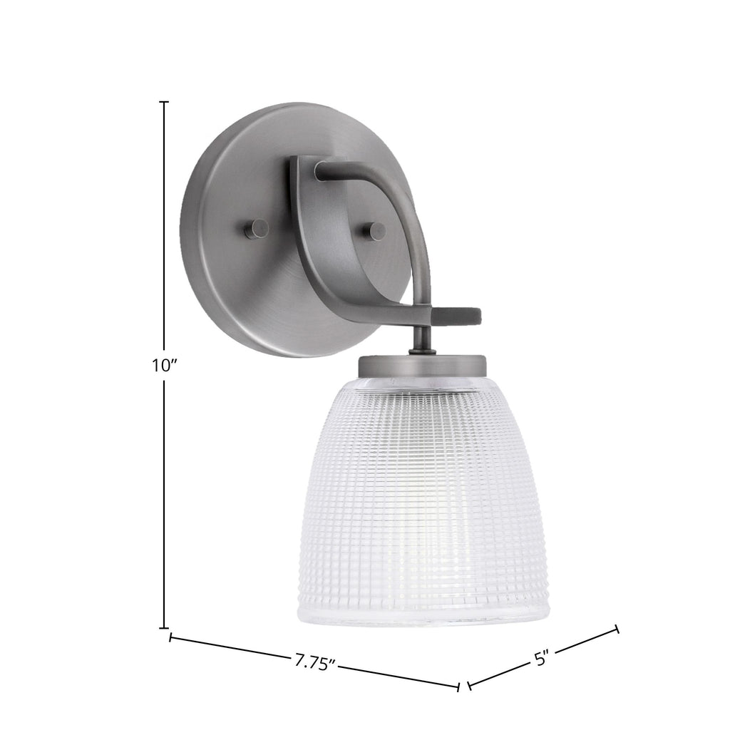 Cavella One Light Wall Sconce in Graphite with 5" Clear Ribbed Shade
