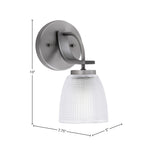 Cavella One Light Wall Sconce in Graphite with 5" Clear Ribbed Shade
