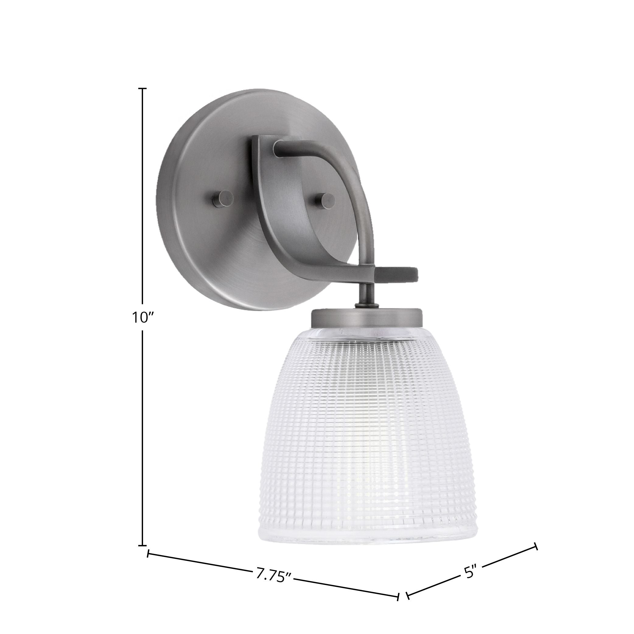 Cavella One Light Wall Sconce in Graphite with 5" Clear Ribbed Shade